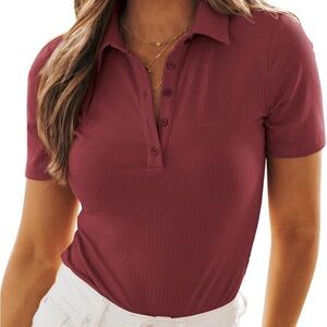 Elegant Maroon Button Down Shirt for Women